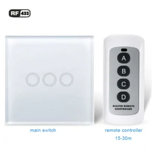 interruptor de toque de luz de parede com painel de vidro temperado RF433 -controle remoto sem fio SEM linha neutra