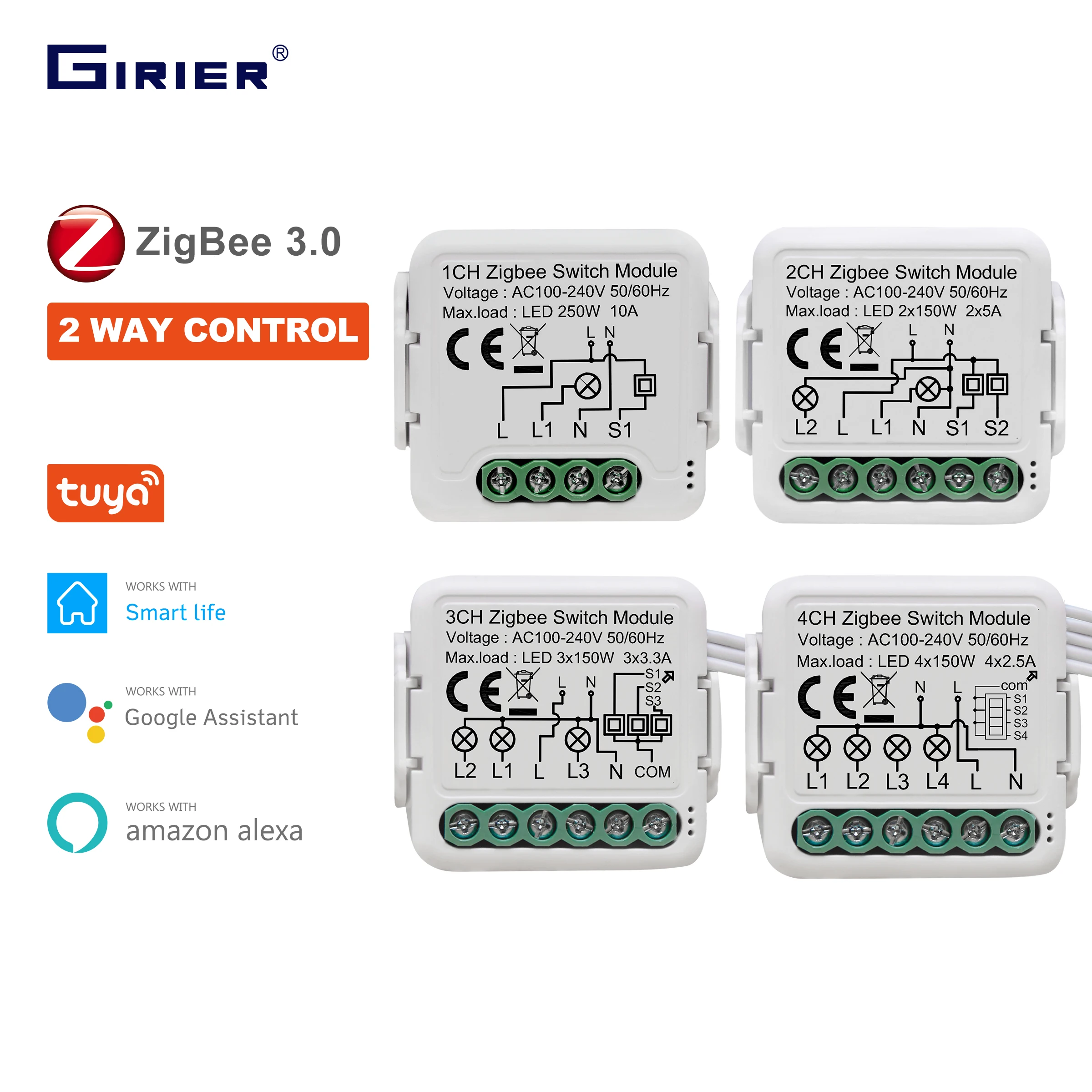 Mini interruptor inteligente - GIRIER Tuya ZigBee 3.0 Switch Mod.10A