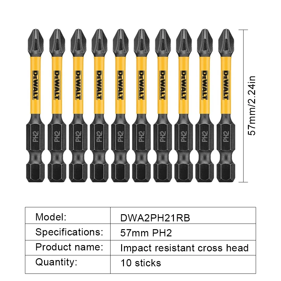 Ponteiras DEWALT 2/5/10PCS PH2 57mm - Imagem 2