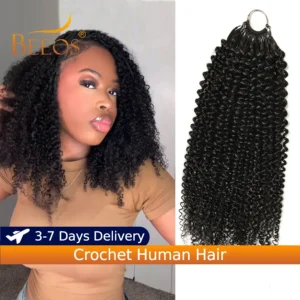 Kinky encaracolado crochê cabelo humano sem nós pré-separados extensões de cabelo de crochê 100% cabelo humano