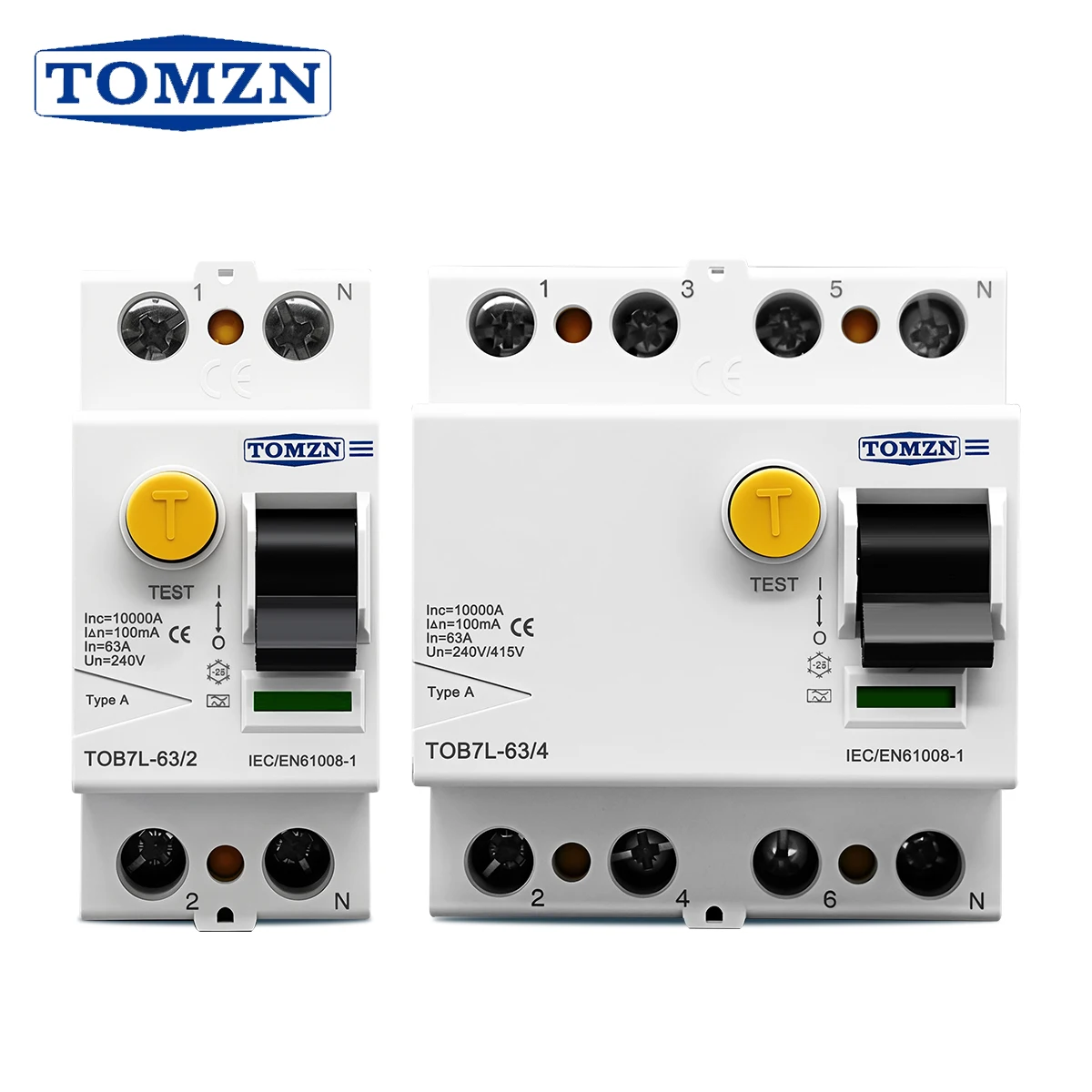 Disjuntor eletromagnético de corrente residual RCCB tipo A/AC/B/F 2P 4P 40A 63A 30mA 100mA 300mA