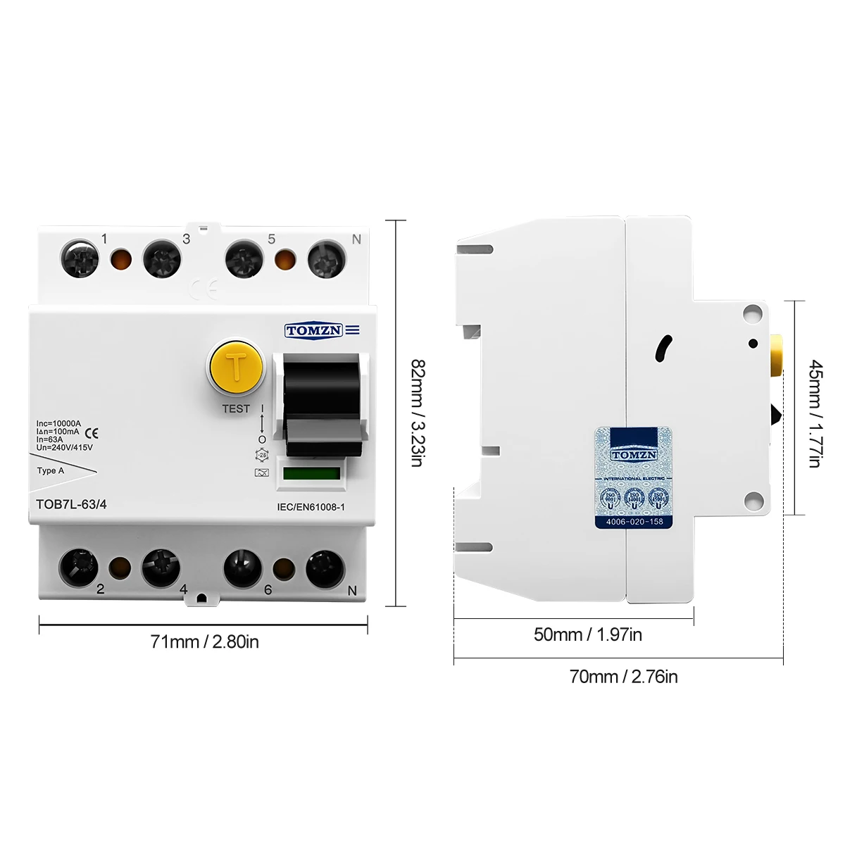 Disjuntor eletromagnético de corrente residual RCCB tipo A/AC/B/F 2P 4P 40A 63A 30mA 100mA 300mA - Imagem 5