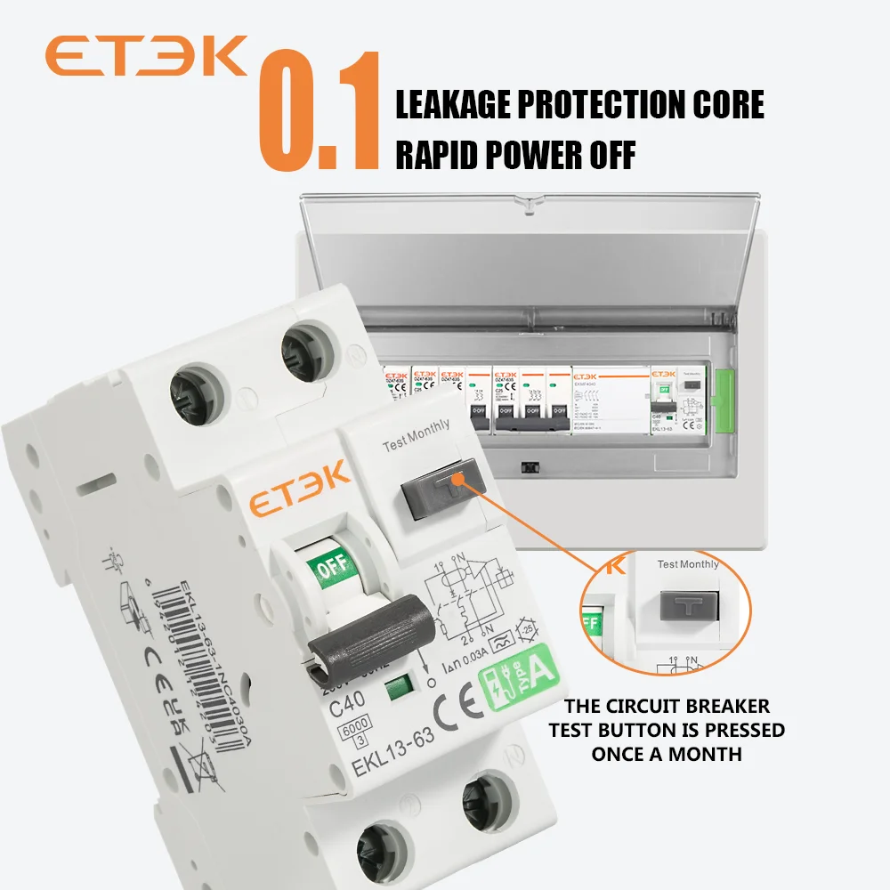IDR TIPO A - ETEK 1P+N Residual Automatic p/ Wallbox - Imagem 2